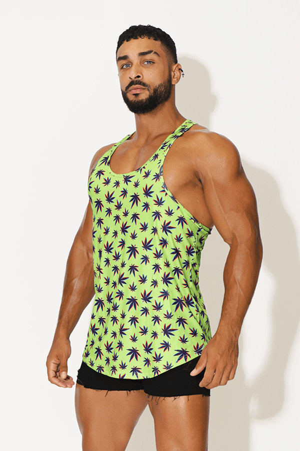 JJ Malibu Feel-Me Scoop Bottom Tank - Weed - DealByEthan.gay loves JJ Malibu