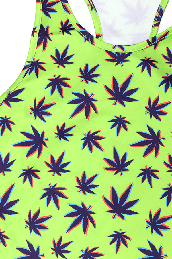 JJ Malibu Feel-Me Scoop Bottom Tank - Weed - DealByEthan.gay loves JJ Malibu