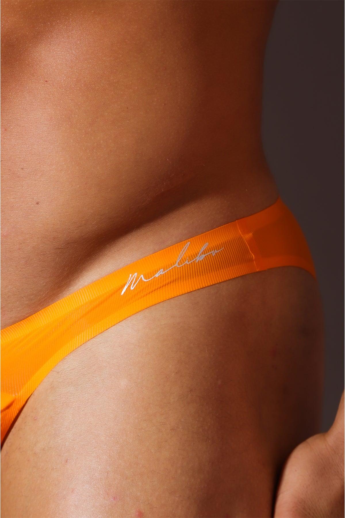 JJ Malibu Flawless Feel Seamless Thong with Mesh Cutout - Amber Orange - DealByEthan.gay loves JJ Malibu