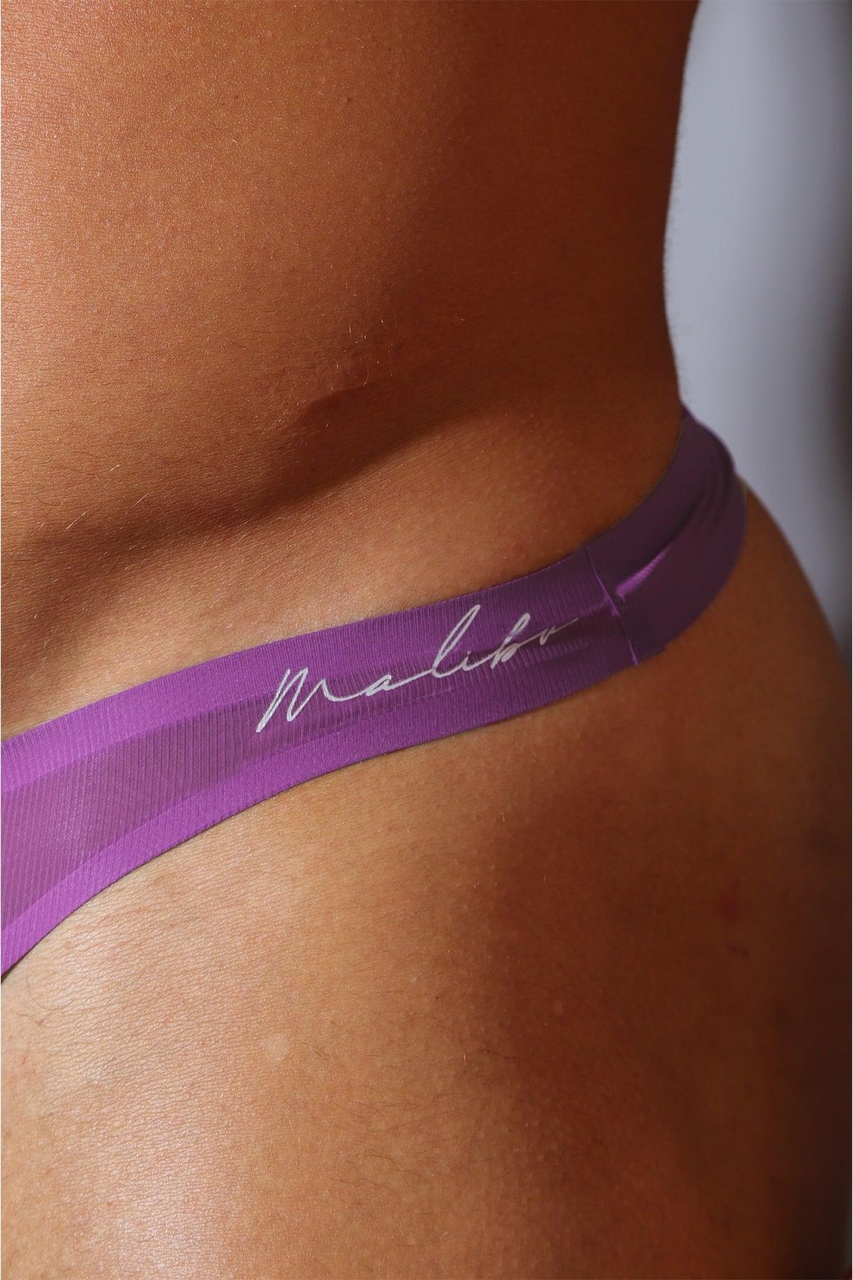 JJ Malibu Flawless Feel Seamless Thong with Mesh Cutout - Royal Purple - DealByEthan.gay loves JJ Malibu