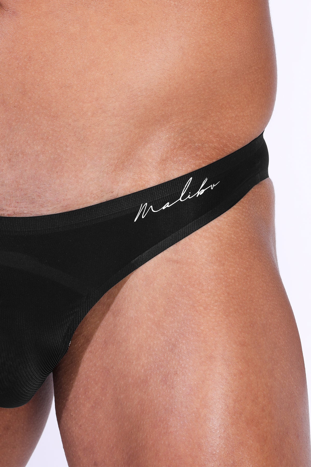 JJ Malibu Flawless Seamless Bikini Briefs with Mesh Cutout - Midnight Black - DealByEthan.gay loves JJ Malibu