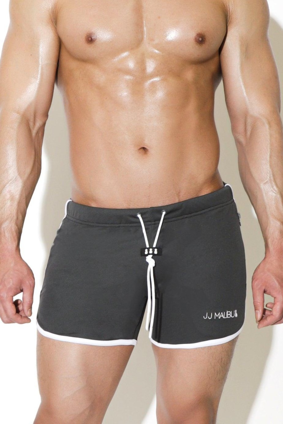JJ Malibu For-the-Night 4" Gym Short Shorts with Drawstring - Grey - DealByEthan.gay loves JJ Malibu