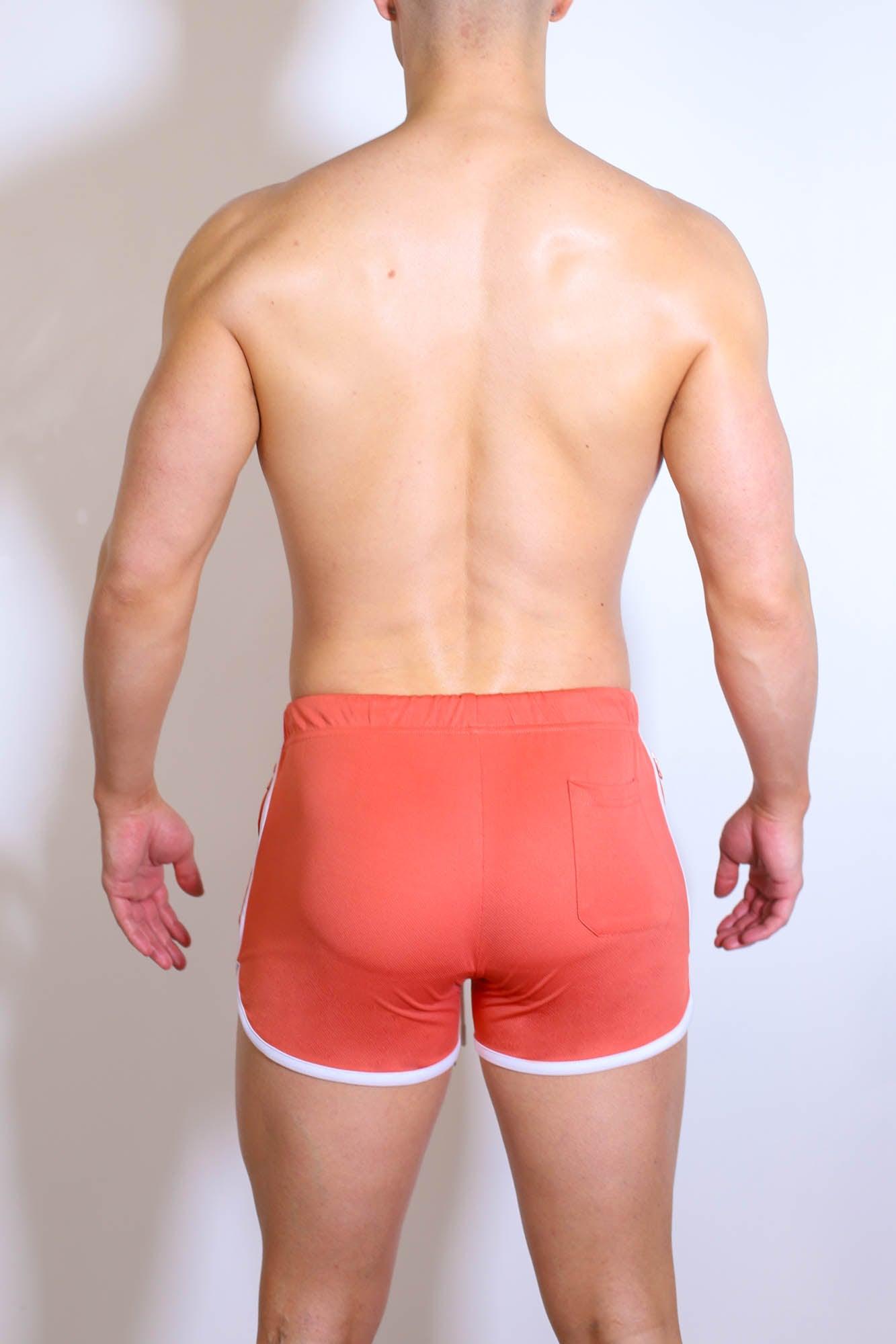 JJ Malibu For-the-Night 4" Gym Short Shorts with Drawstring - Tangerine - DealByEthan.gay loves JJ Malibu