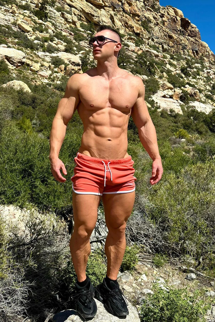JJ Malibu For-the-Night 4" Gym Short Shorts with Drawstring - Tangerine - DealByEthan.gay loves JJ Malibu