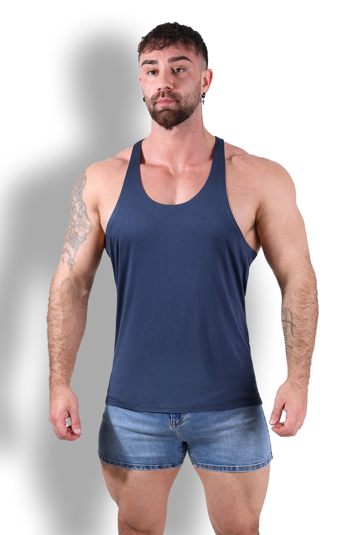 JJ Malibu Gym Bae Classic Workout Stringer - Navy - DealByEthan.gay loves JJ Malibu