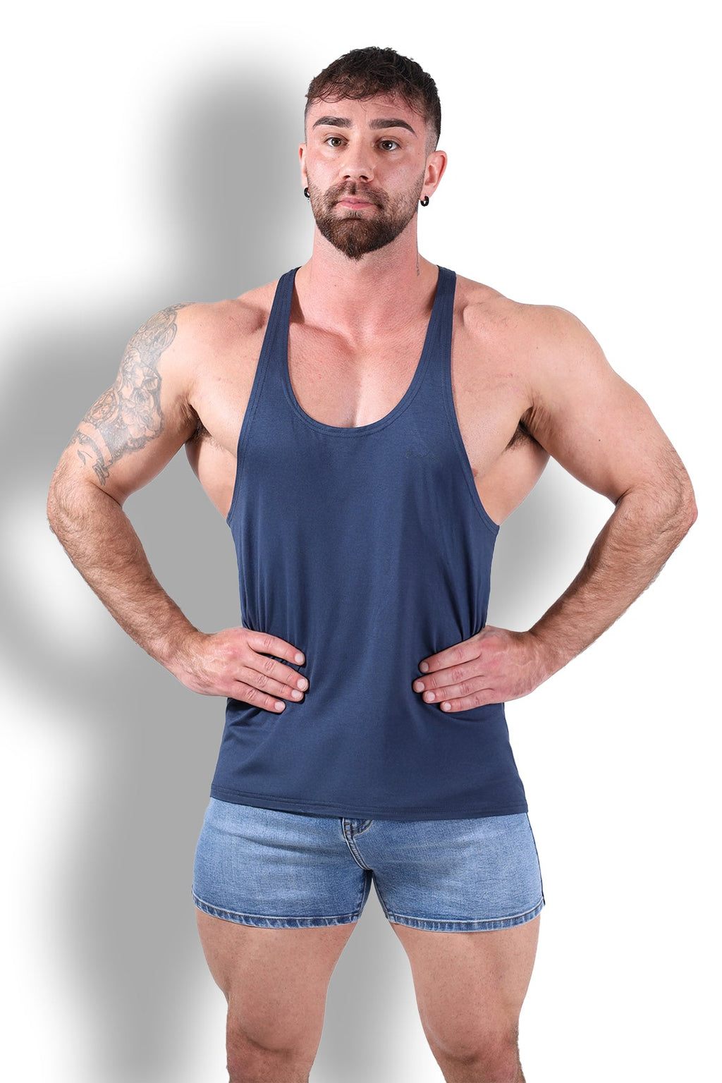 JJ Malibu Gym Bae Classic Workout Stringer - Navy - DealByEthan.gay loves JJ Malibu
