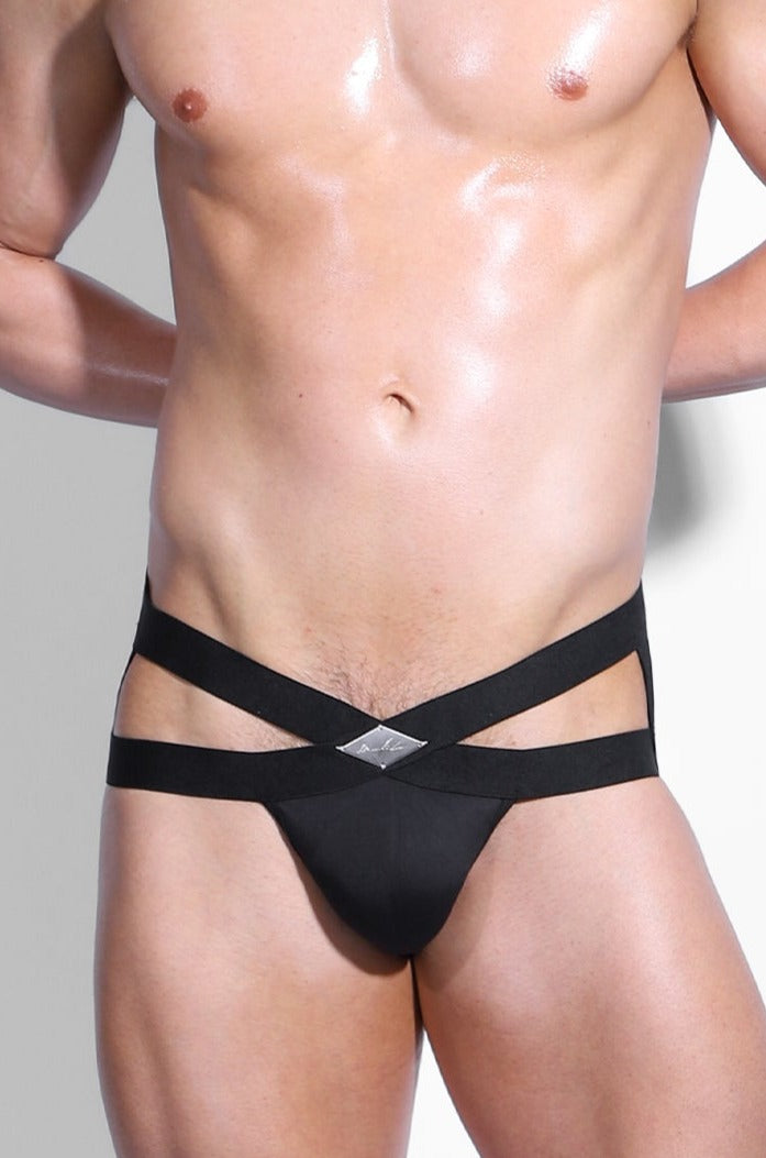 JJ Malibu Hustler Cross Jockstrap - Obsidian Black - DealByEthan.gay loves JJ Malibu