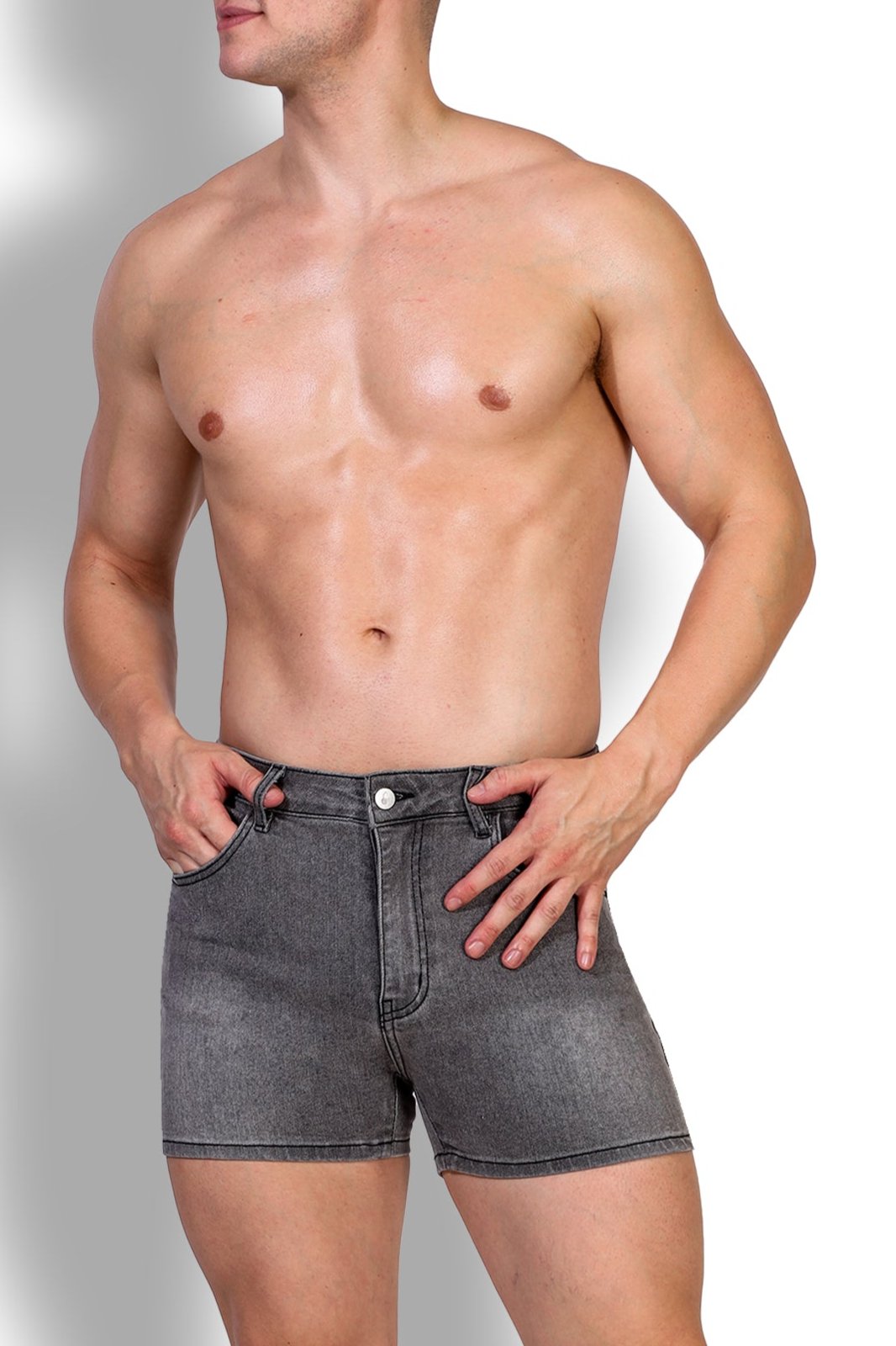JJ Malibu In-Your-Dreams 3.5" Denim Short Shorts - Steel Grey - DealByEthan.gay loves JJ Malibu