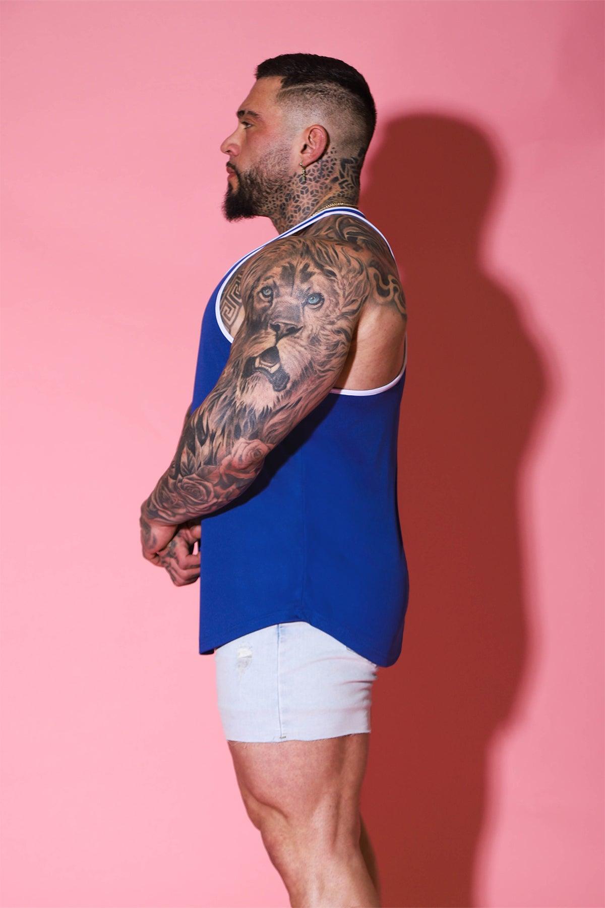 JJ Malibu JJ Cool-Dry Gym Stringer - Dark Blue w/ Skull Design - DealByEthan.gay loves JJ Malibu