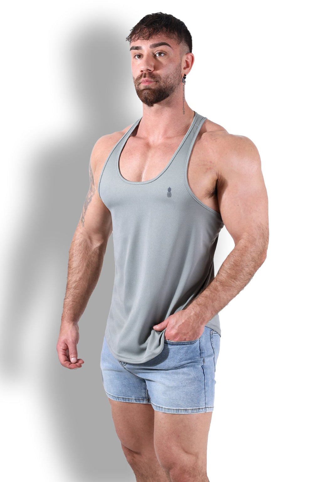 JJ Malibu JJ Cool-Dry Gym Stringer - Light Grey - DealByEthan.gay loves JJ Malibu