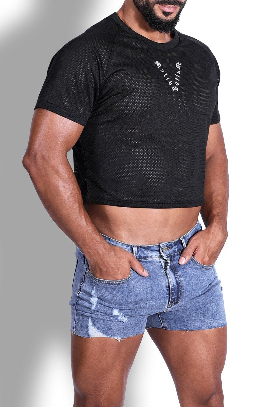 JJ Malibu Jersey Mesh Cropped T-Shirt - Midnight Black - DealByEthan.gay loves JJ Malibu