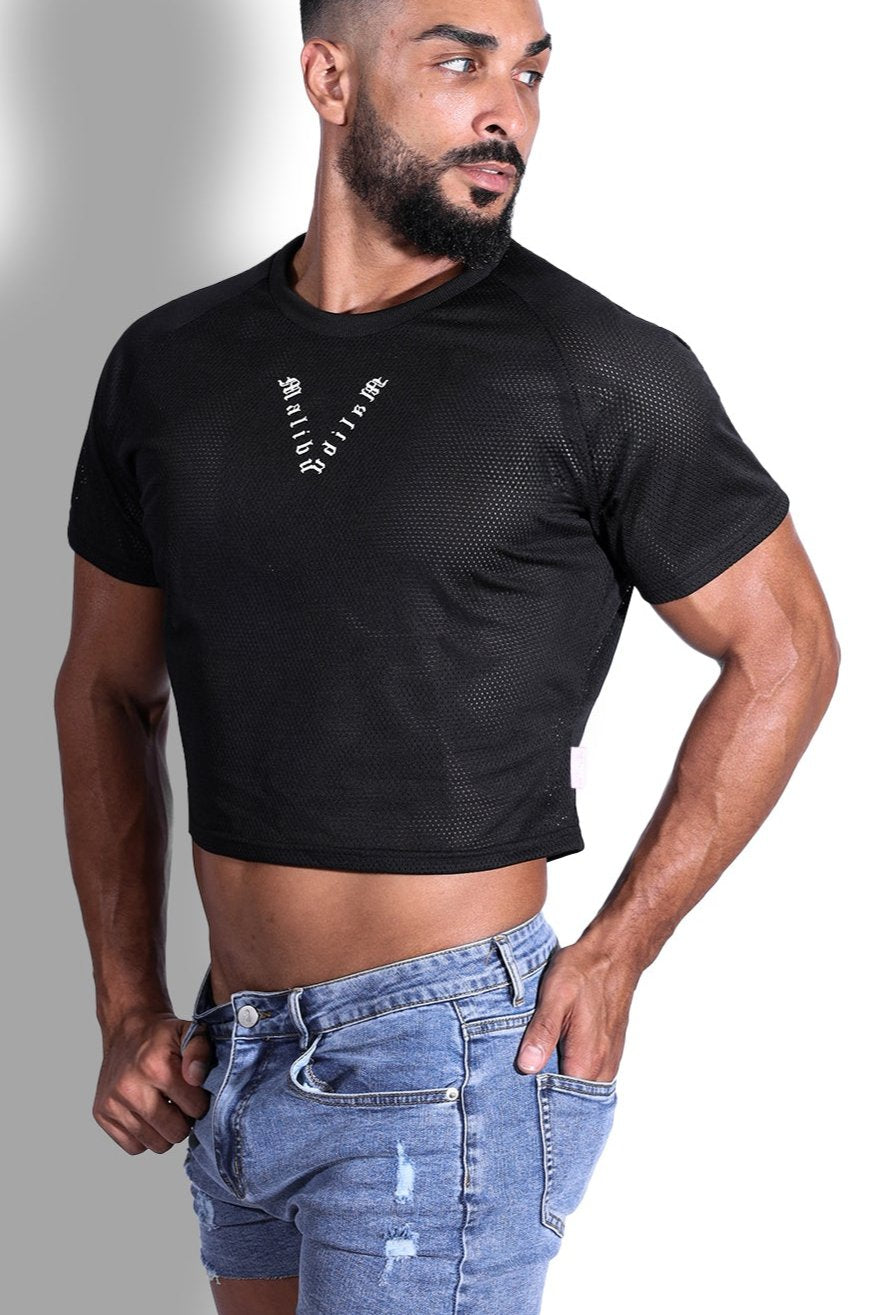JJ Malibu Jersey Mesh Cropped T-Shirt - Midnight Black - DealByEthan.gay loves JJ Malibu