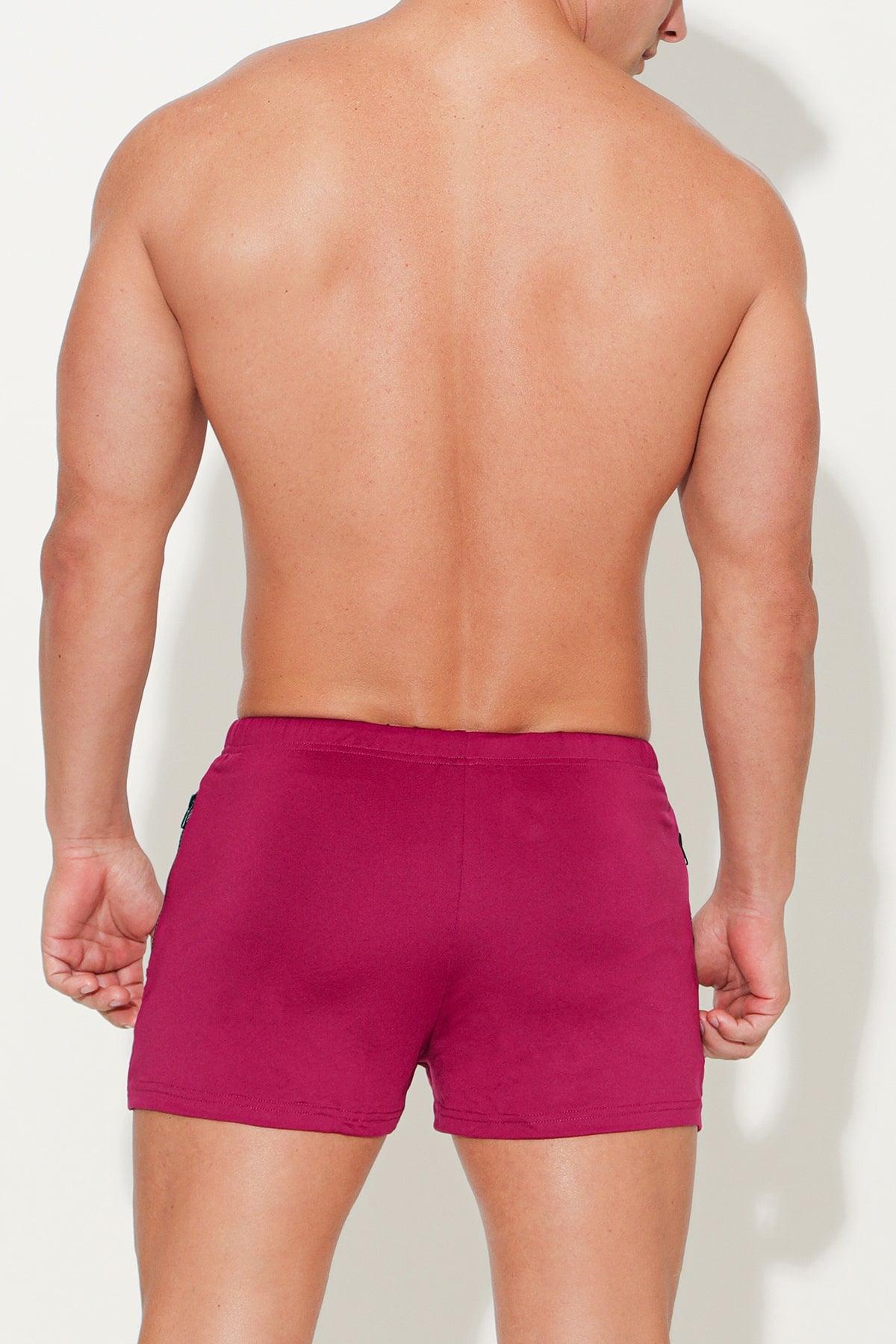 JJ Malibu Karma 2" Short Shorts with Zipper Pockets - Berry - DealByEthan.gay loves JJ Malibu