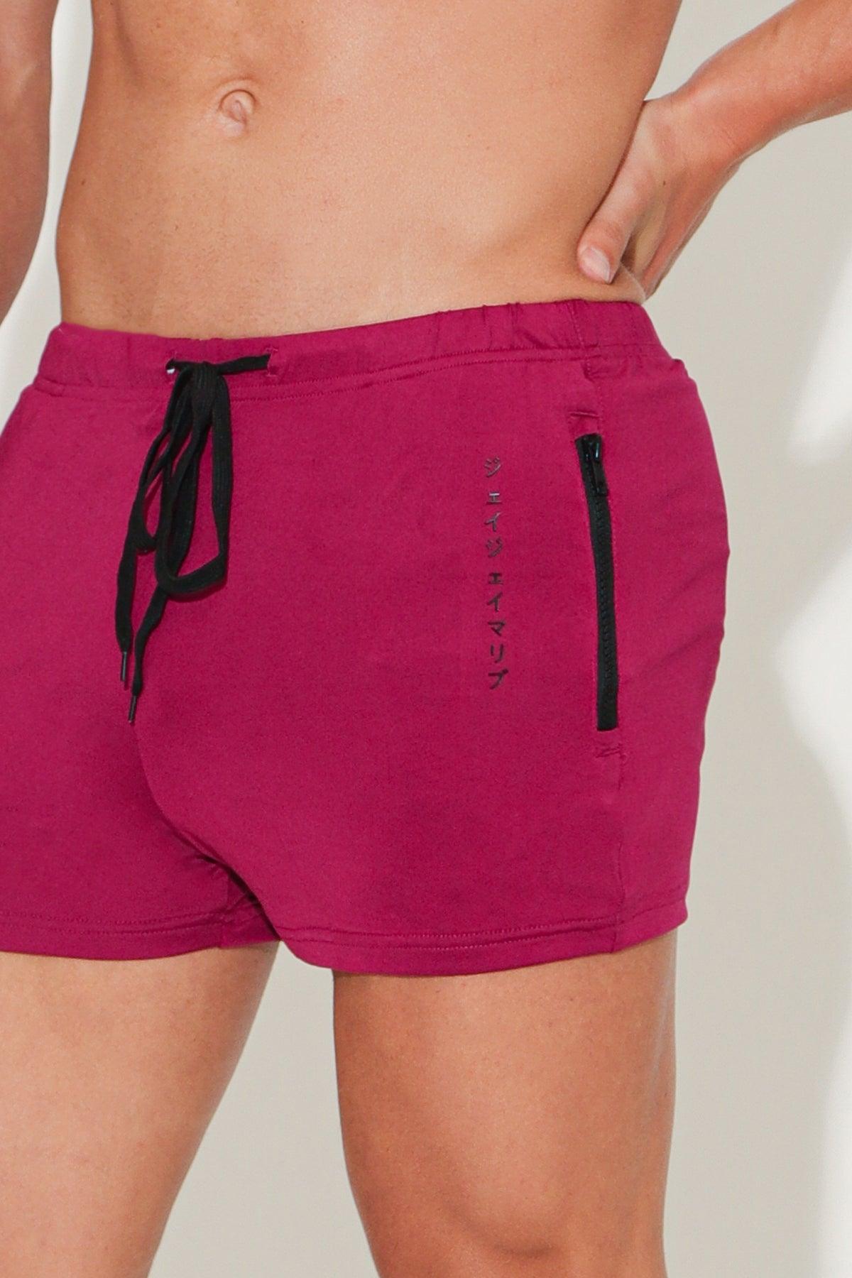JJ Malibu Karma 2" Short Shorts with Zipper Pockets - Berry - DealByEthan.gay loves JJ Malibu