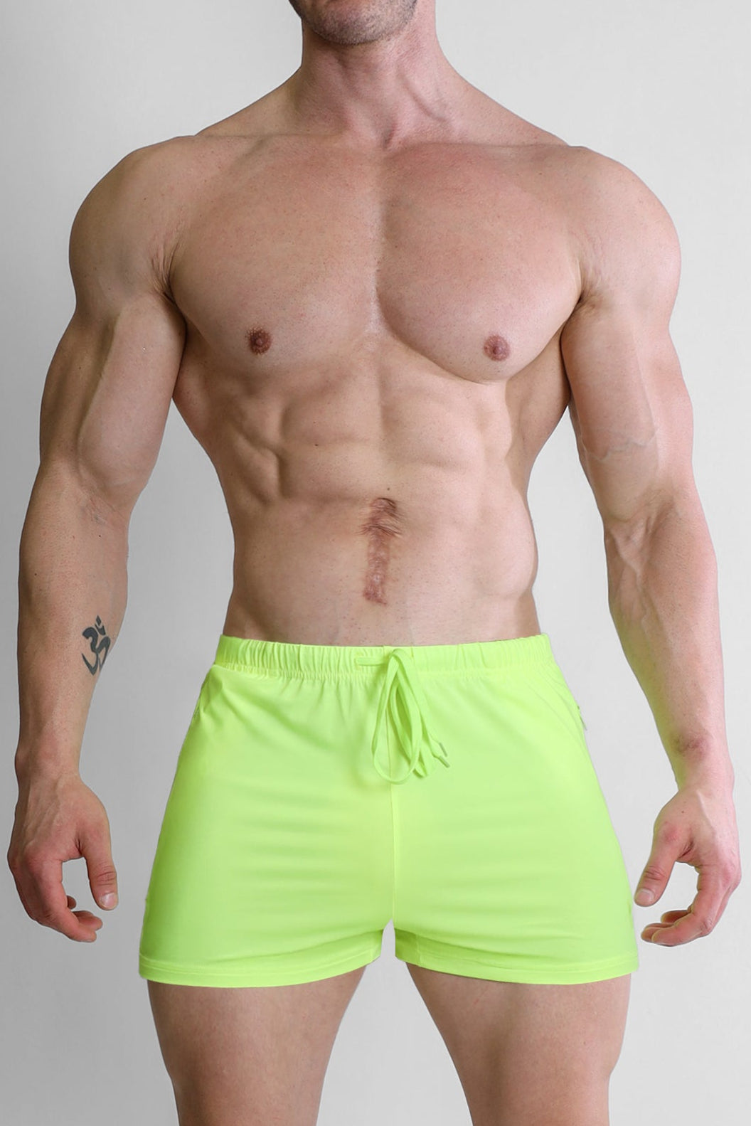 JJ Malibu Karma 2" Short Shorts with Zipper Pockets - Neon Yellow - DealByEthan.gay loves JJ Malibu