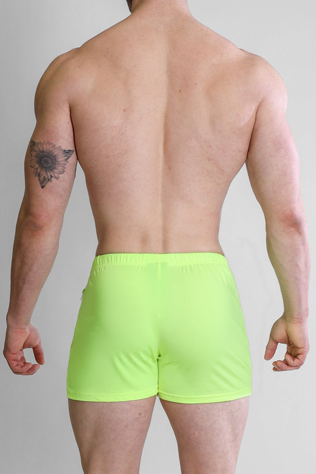 JJ Malibu Karma 2" Short Shorts with Zipper Pockets - Neon Yellow - DealByEthan.gay loves JJ Malibu