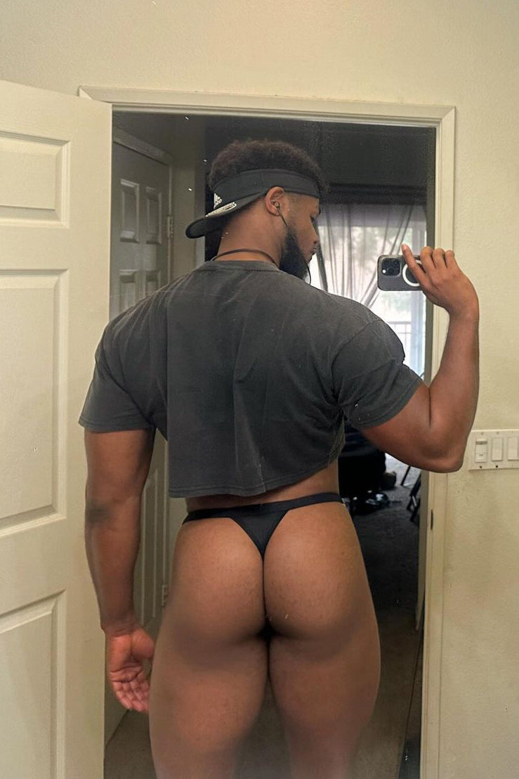 JJ Malibu Luster Metal Accent G-String Swim Thong - Midnight Black - DealByEthan.gay loves JJ Malibu