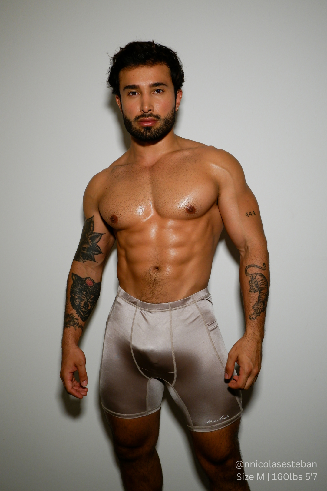 JJ Malibu Lustrous Scrunch-Butt 6.5" Bike Shorts - Cosmic Latte - DealByEthan.gay loves JJ Malibu