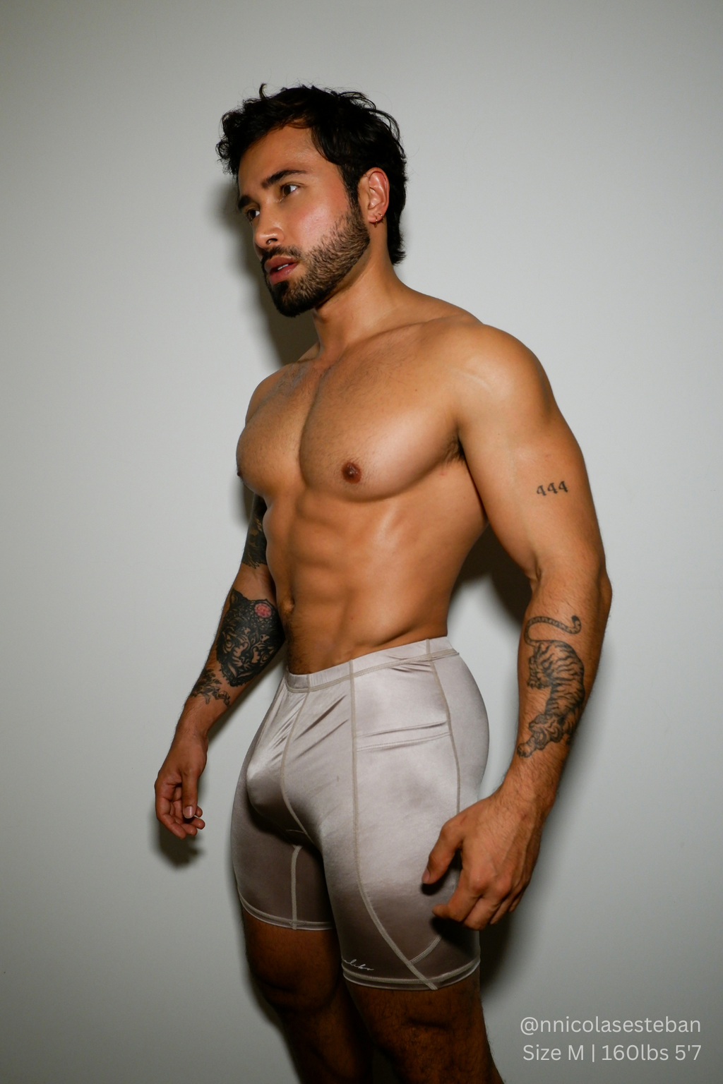 JJ Malibu Lustrous Scrunch-Butt 6.5" Bike Shorts - Cosmic Latte - DealByEthan.gay loves JJ Malibu