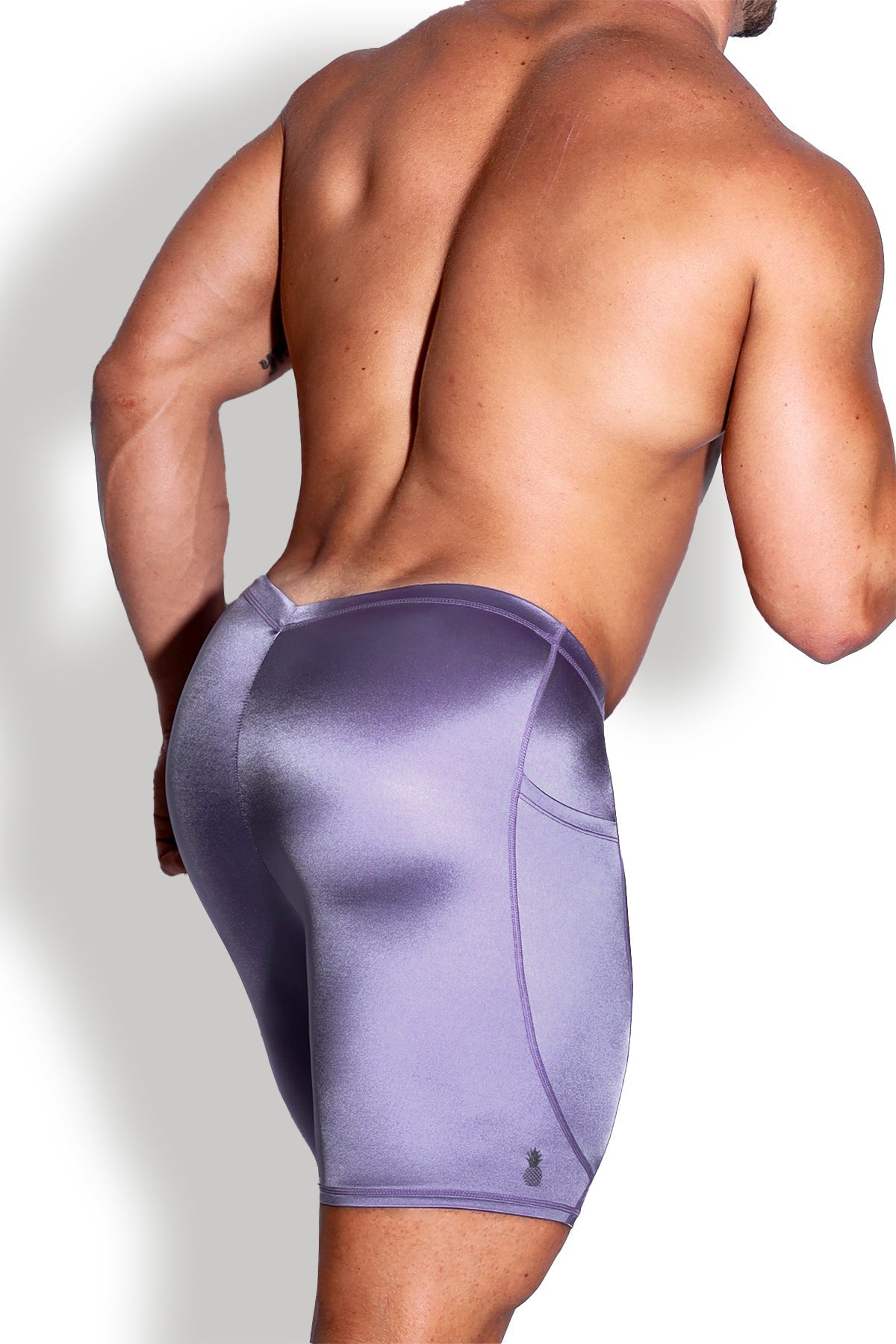 JJ Malibu Lustrous Scrunch-Butt 6.5" Bike Shorts - Lavender - DealByEthan.gay loves JJ Malibu