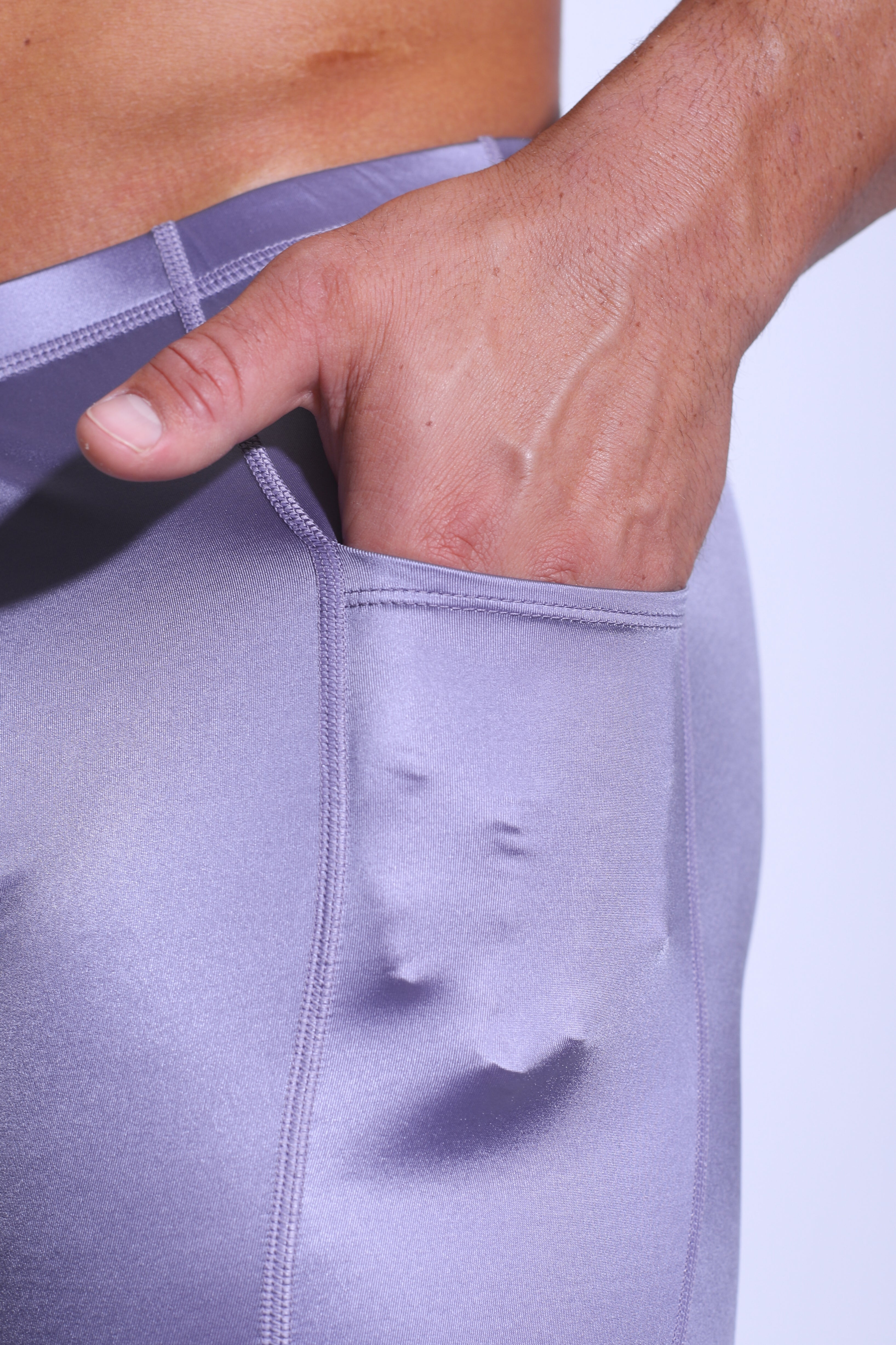 JJ Malibu Lustrous Scrunch-Butt 6.5" Bike Shorts - Lavender - DealByEthan.gay loves JJ Malibu