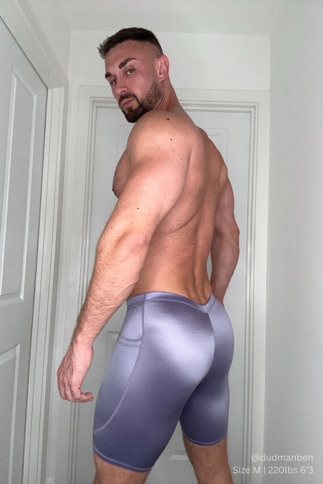 JJ Malibu Lustrous Scrunch-Butt 6.5" Bike Shorts - Lavender - DealByEthan.gay loves JJ Malibu