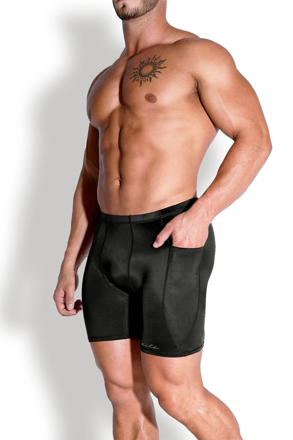 JJ Malibu Lustrous Scrunch-Butt 6.5" Bike Shorts -  Midnight Black - DealByEthan.gay loves JJ Malibu