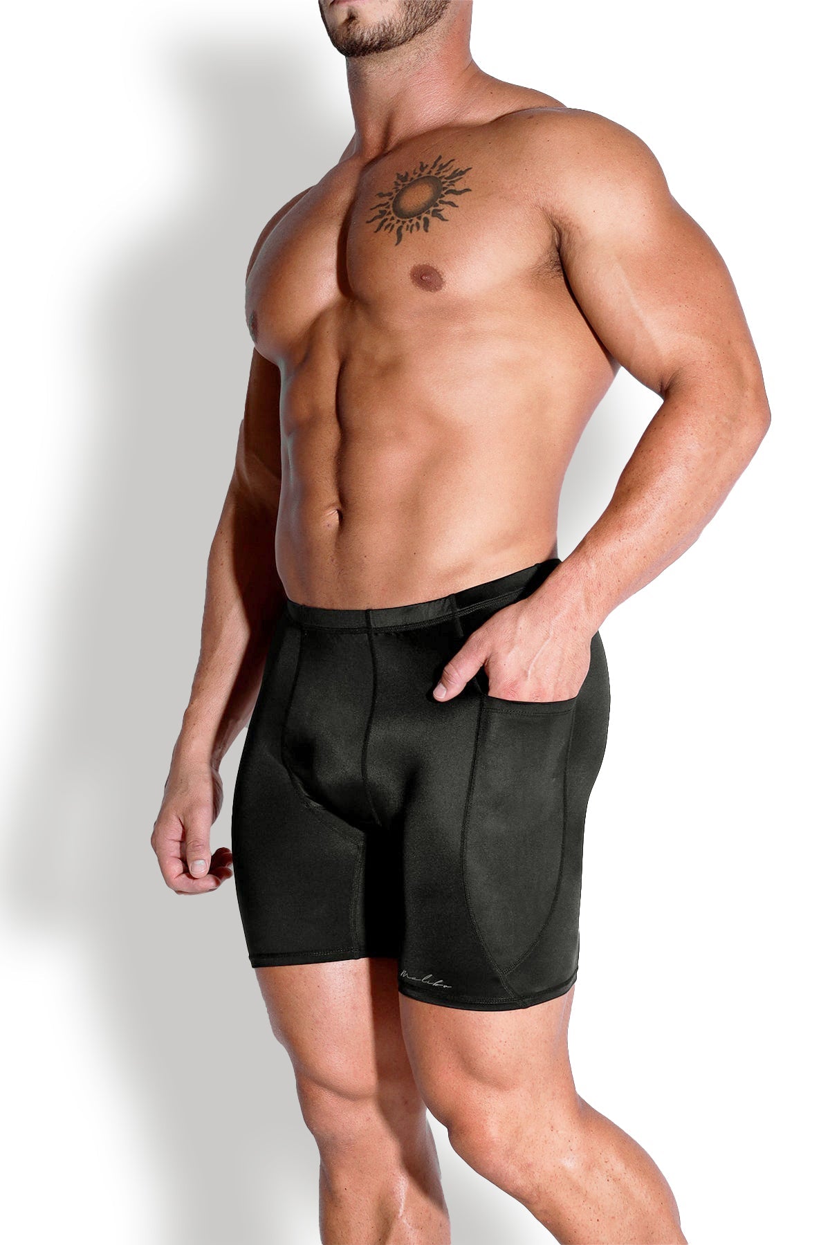 JJ Malibu Lustrous Scrunch-Butt 6.5" Bike Shorts -  Midnight Black - DealByEthan.gay loves JJ Malibu