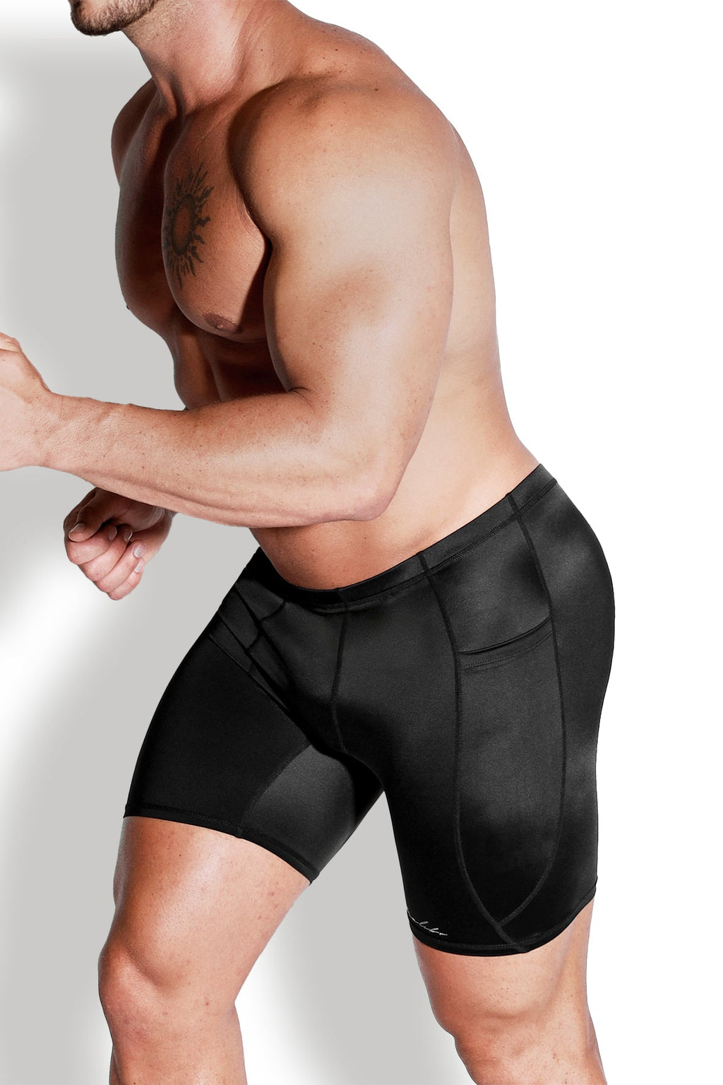 JJ Malibu Lustrous Scrunch-Butt 6.5" Bike Shorts -  Midnight Black - DealByEthan.gay loves JJ Malibu