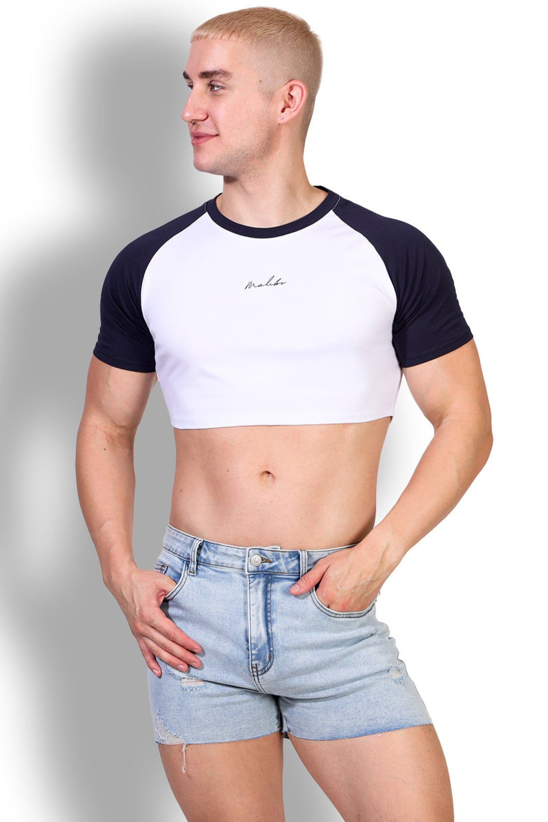 JJ Malibu Muscle-Fit Crop Tee - Malibu Script - DealByEthan.gay loves JJ Malibu