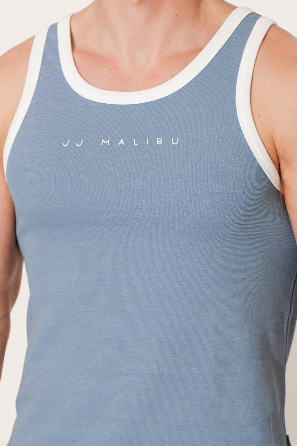 JJ Malibu Muscle Fit Ribbed Tank - Blue Logo - DealByEthan.gay loves JJ Malibu