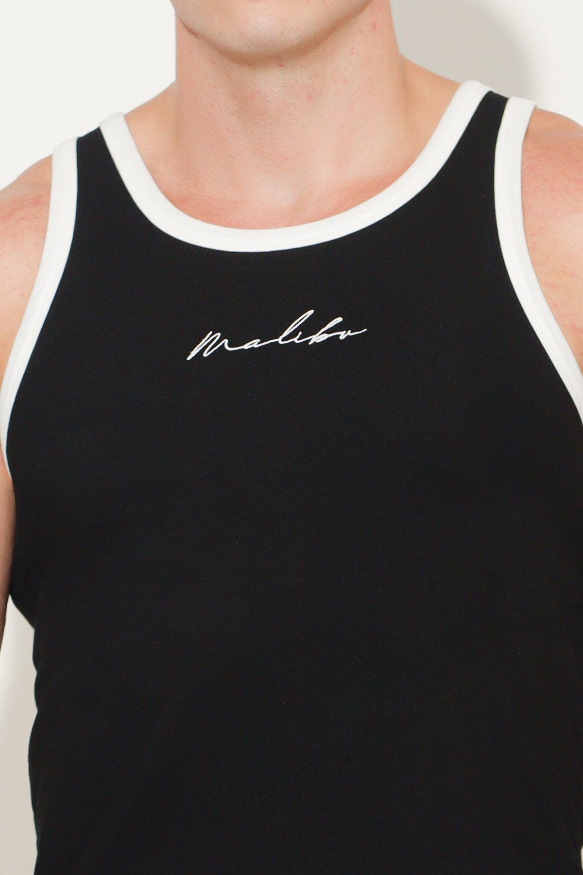 JJ Malibu Muscle Fit Ribbed Tank - Malibu Black - DealByEthan.gay loves JJ Malibu