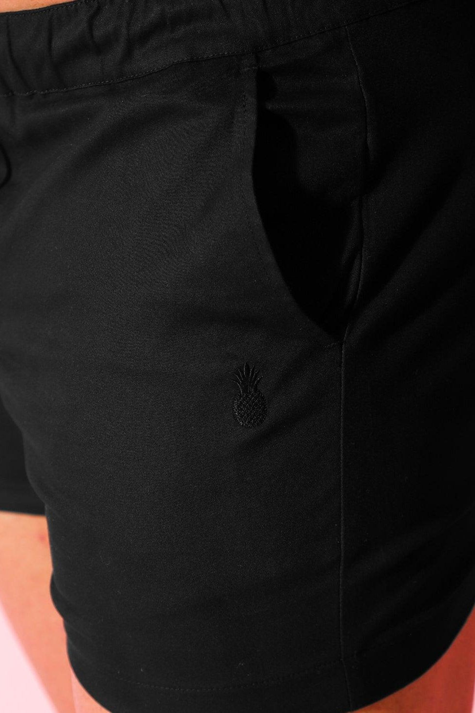 JJ Malibu Muscle-fit Men's 4'' Stretchy Chino Shorts - Jet Black - DealByEthan.gay loves JJ Malibu