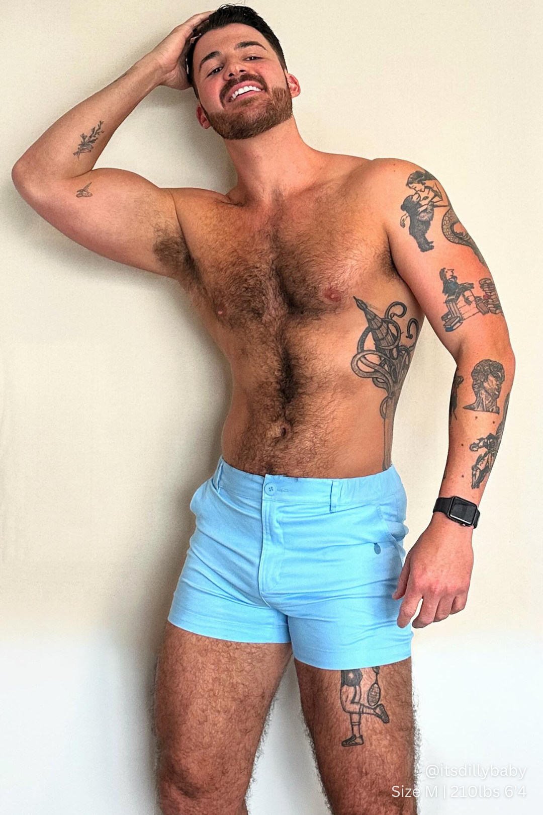 JJ Malibu Muscle-fit Men's 4'' Stretchy Chino Shorts - Light Blue - DealByEthan.gay loves JJ Malibu