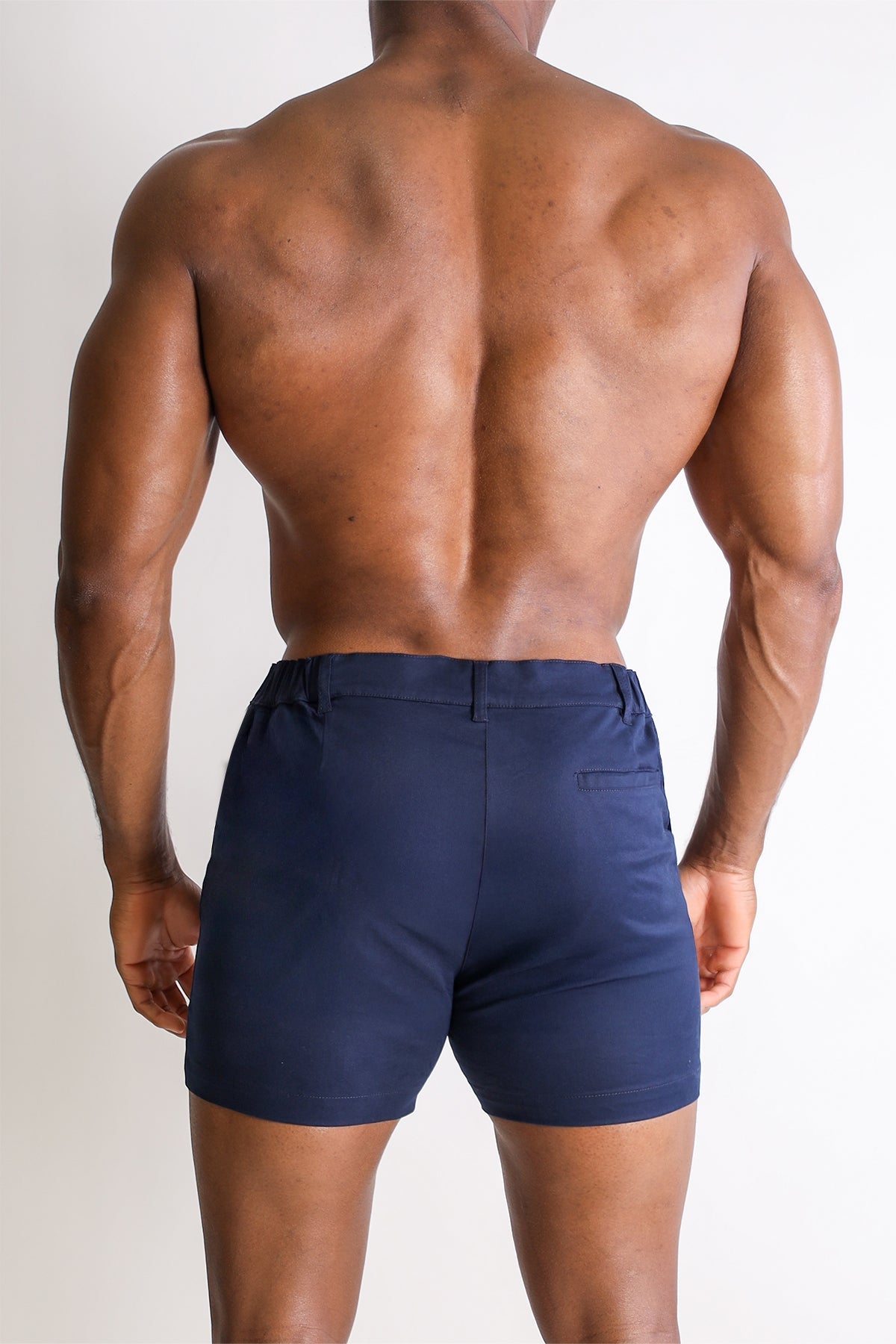 JJ Malibu Muscle-fit Men's 4'' Stretchy Chino Shorts - Navy - DealByEthan.gay loves JJ Malibu