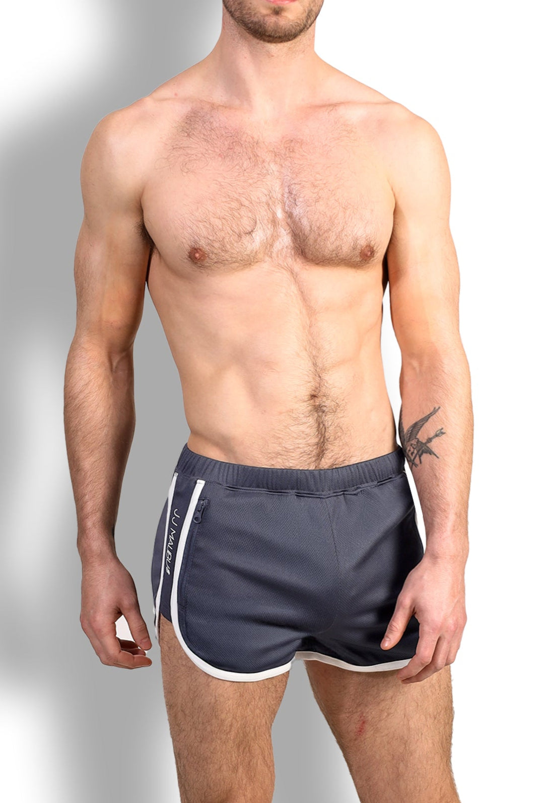 JJ Malibu Nightcall Elastic Waist 3" Short Shorts - Smokey Grey - DealByEthan.gay loves JJ Malibu