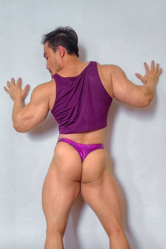 JJ Malibu Nocturnal Glimmer Thong with Bulge Pouch - Hot Pink Croc - DealByEthan.gay loves JJ Malibu