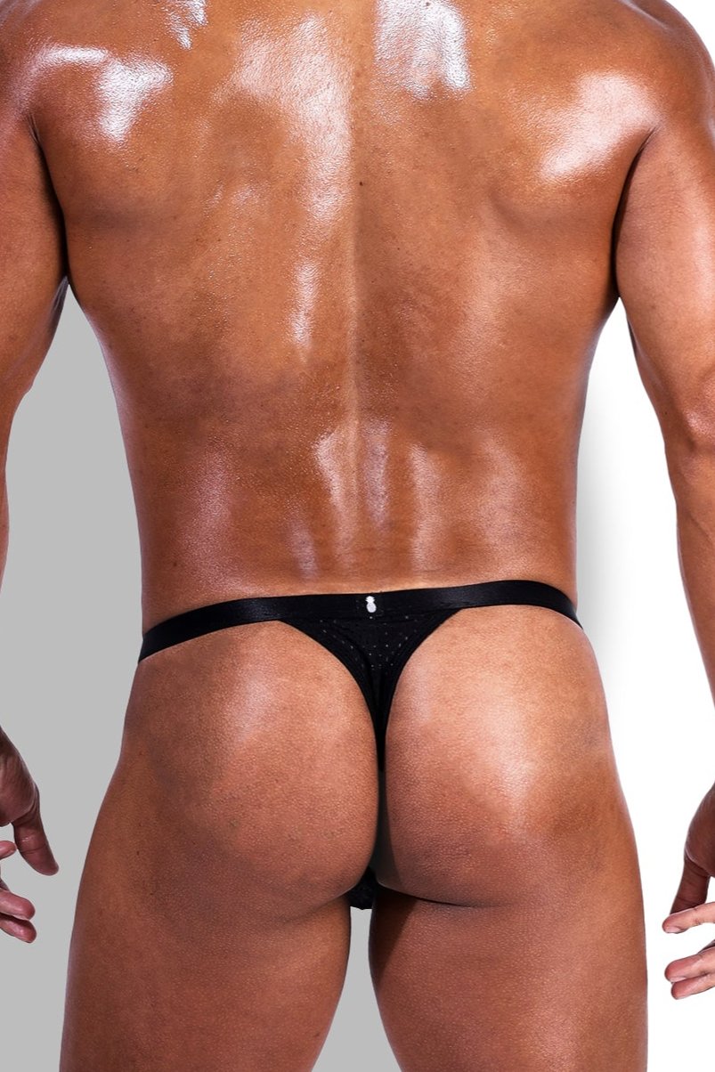 JJ Malibu Now-or-Never Mesh Thong - Black - DealByEthan.gay loves JJ Malibu