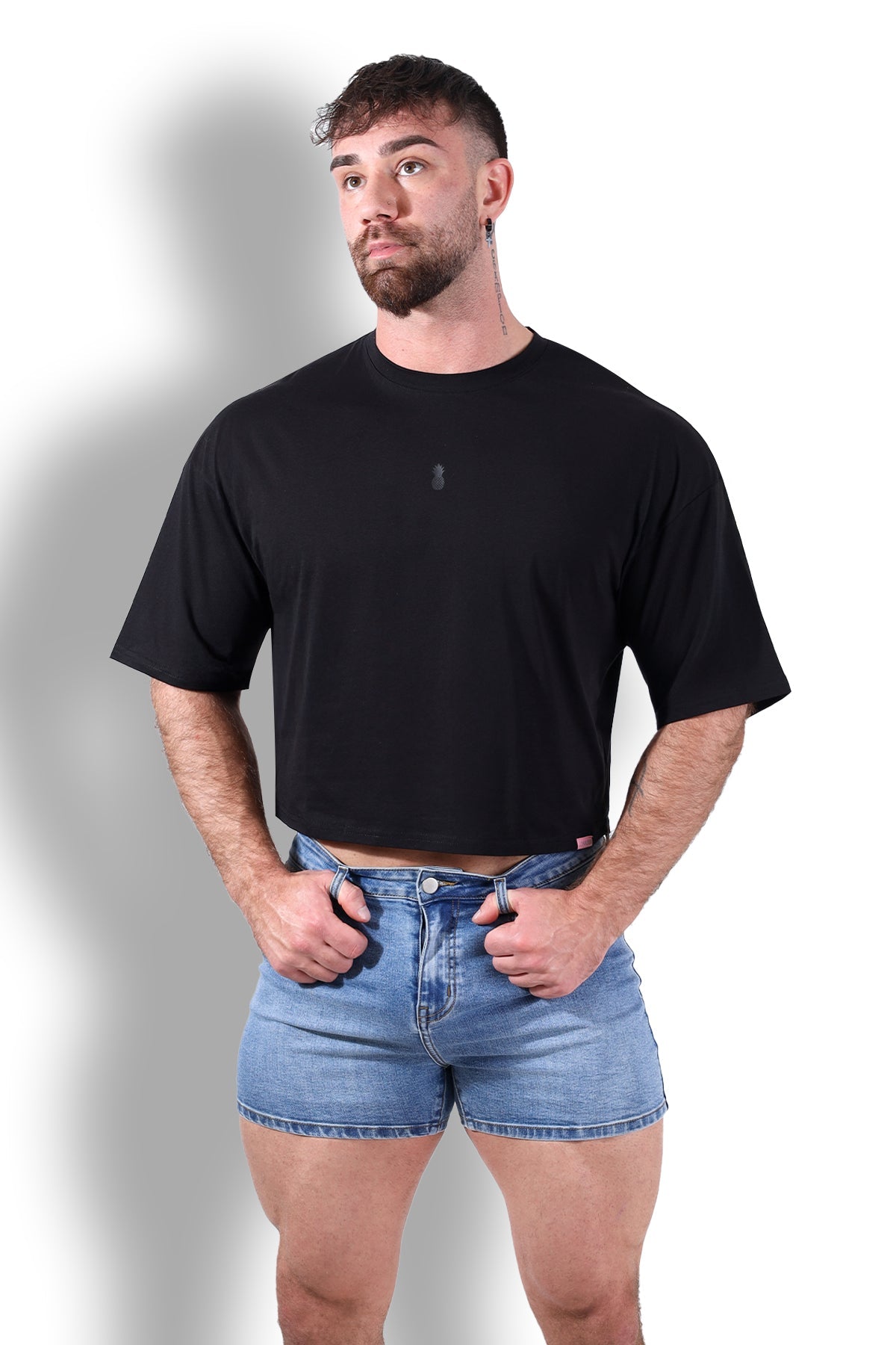 JJ Malibu Oversized Relaxed Crop Top - Black - DealByEthan.gay loves JJ Malibu