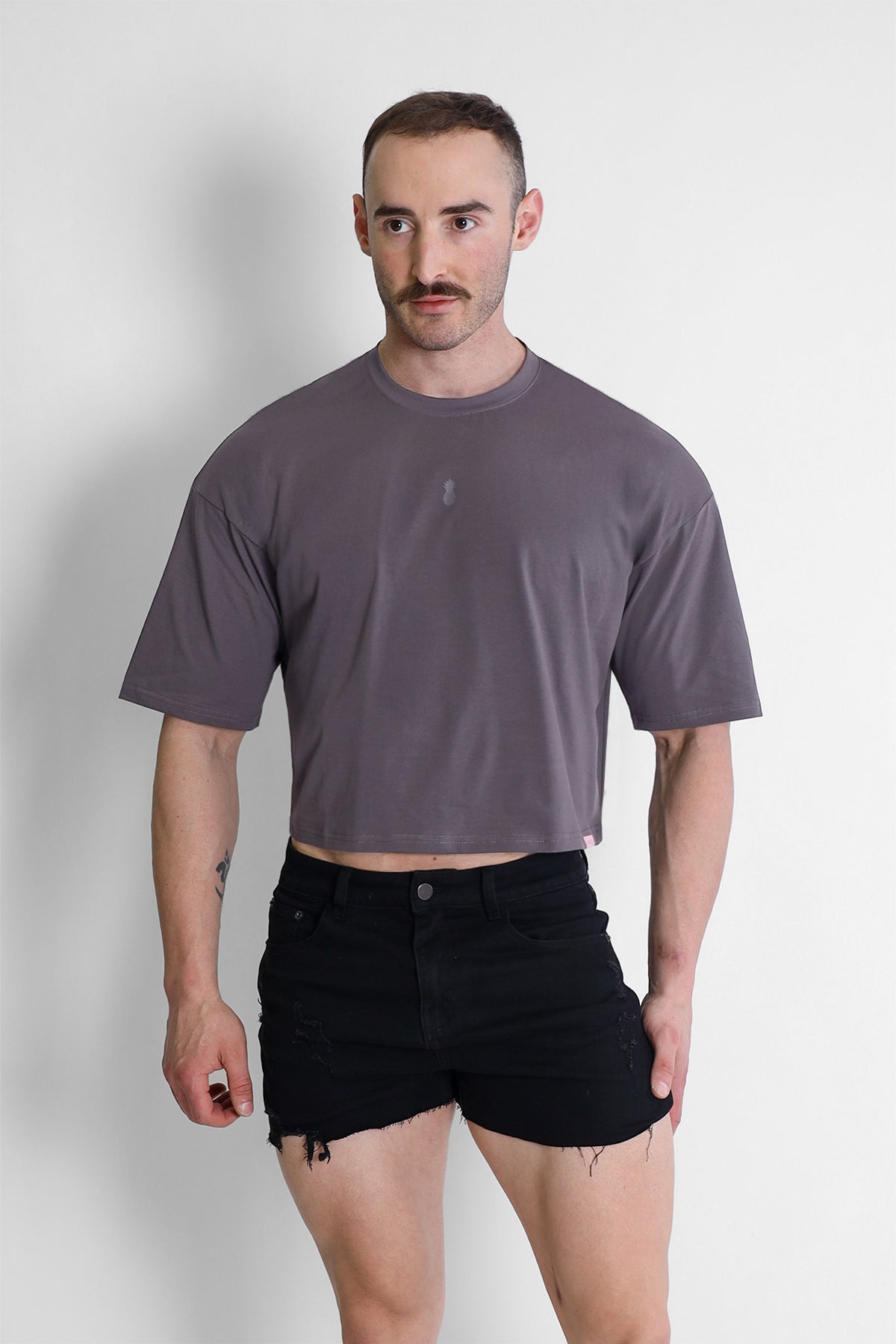 JJ Malibu Oversized Relaxed Crop Top - Dark Grey - DealByEthan.gay loves JJ Malibu