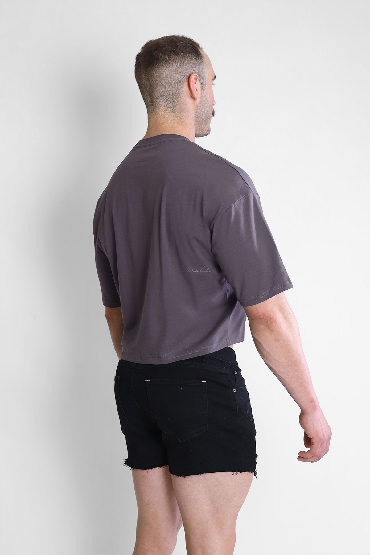 JJ Malibu Oversized Relaxed Crop Top - Dark Grey - DealByEthan.gay loves JJ Malibu