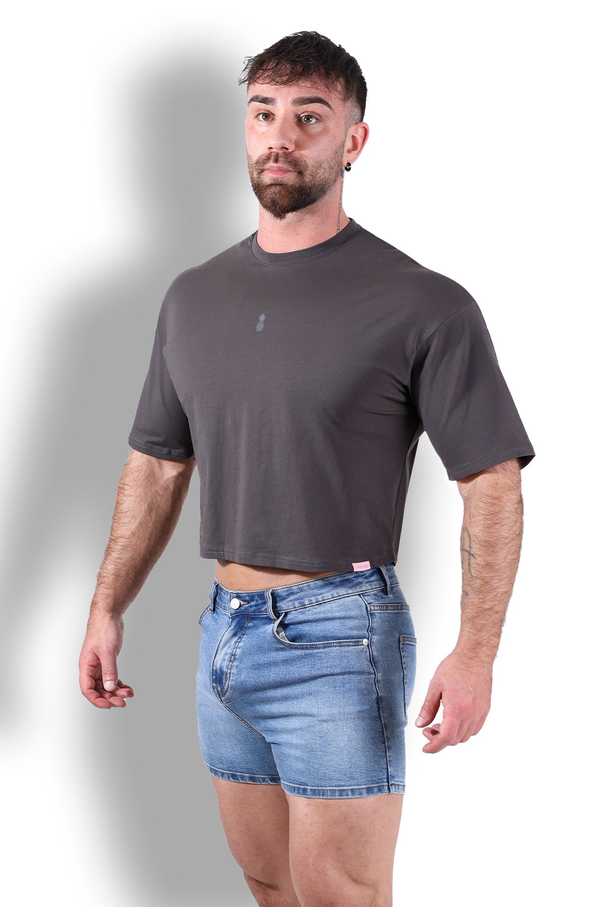 JJ Malibu Oversized Relaxed Crop Top - Dark Grey - DealByEthan.gay loves JJ Malibu
