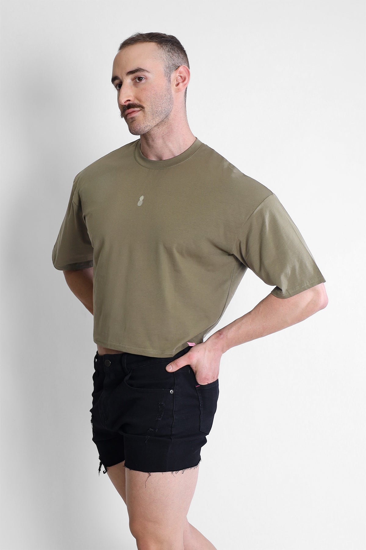 JJ Malibu Oversized Relaxed Crop Top - Olive - DealByEthan.gay loves JJ Malibu