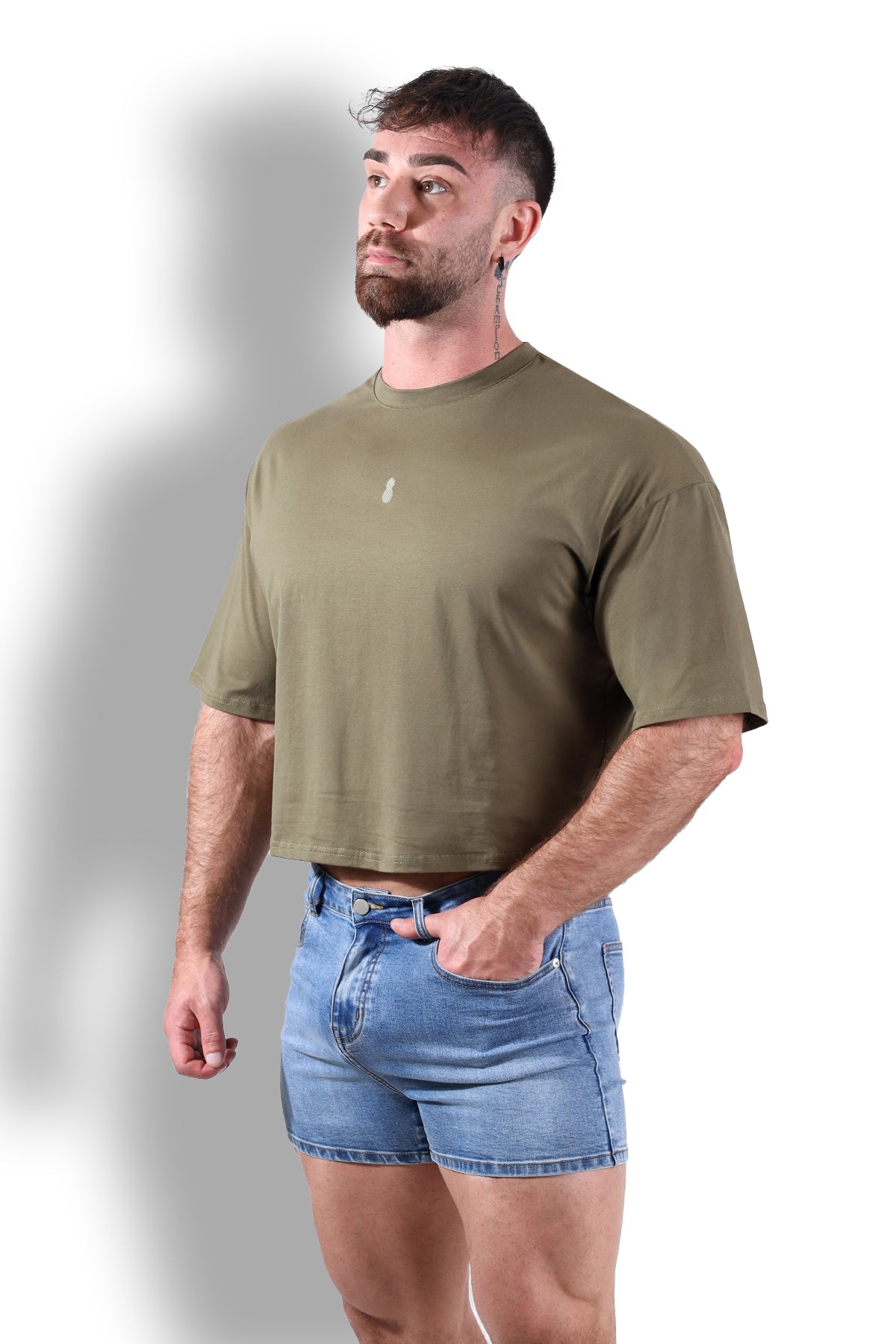 JJ Malibu Oversized Relaxed Crop Top - Olive - DealByEthan.gay loves JJ Malibu