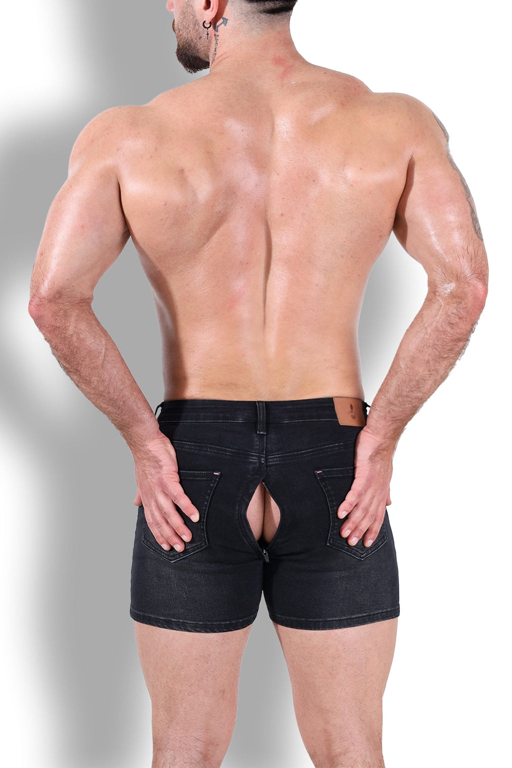 JJ Malibu Peek-A-Boo Denim Shorts - Black - DealByEthan.gay loves JJ Malibu