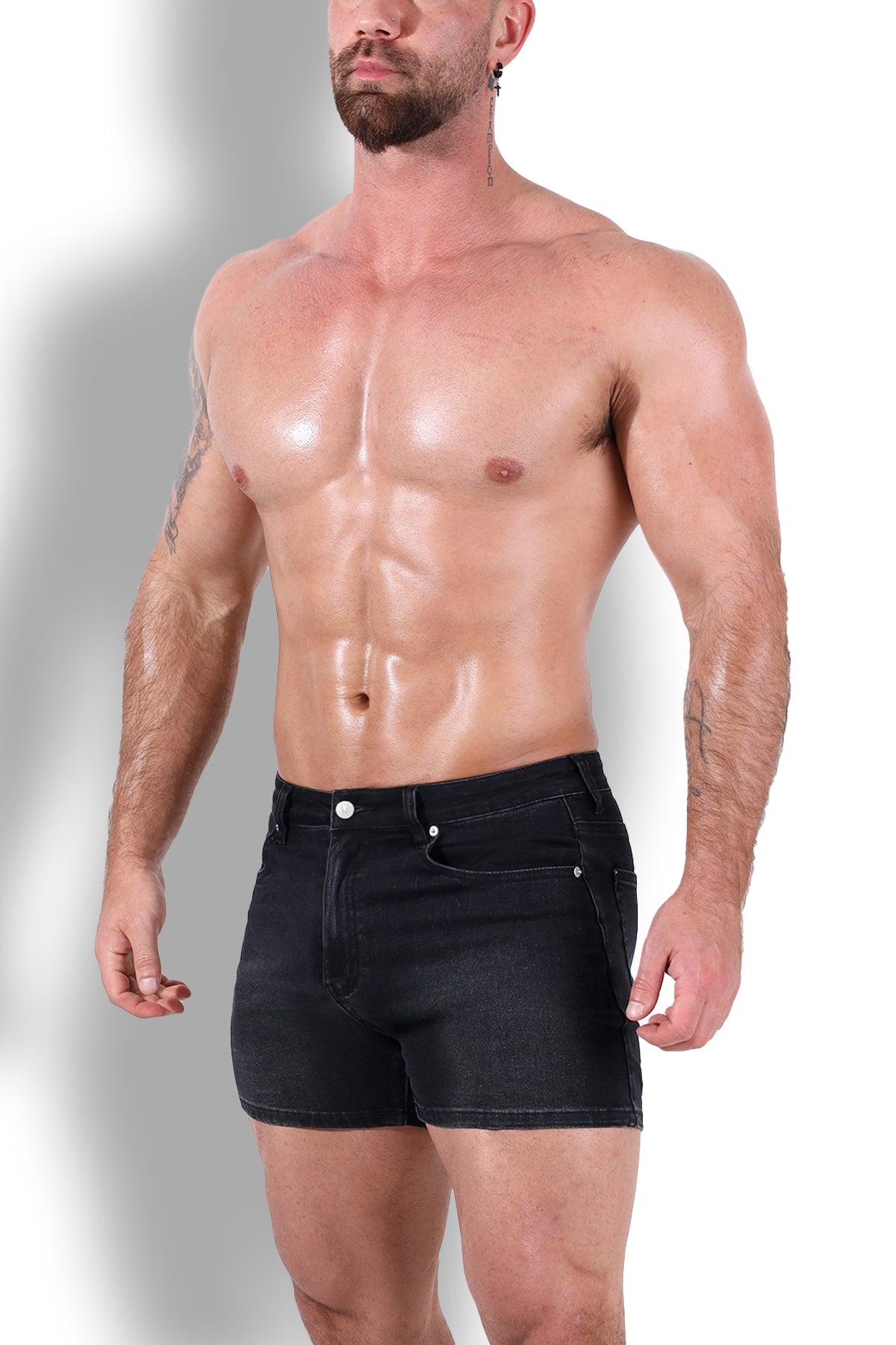 JJ Malibu Peek-A-Boo Denim Shorts - Black - DealByEthan.gay loves JJ Malibu