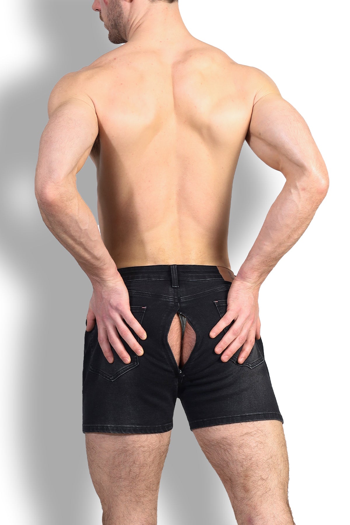 JJ Malibu Peek-A-Boo Denim Shorts - Black - DealByEthan.gay loves JJ Malibu