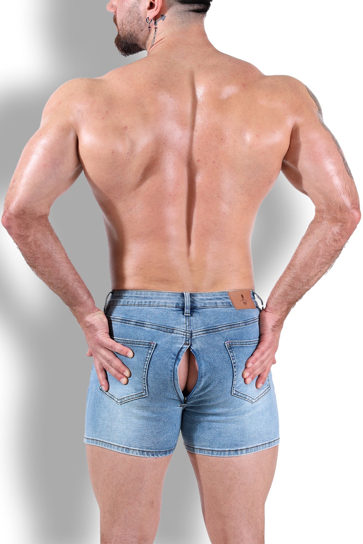 JJ Malibu Peek-A-Boo Denim Shorts - Dark Blue - DealByEthan.gay loves JJ Malibu