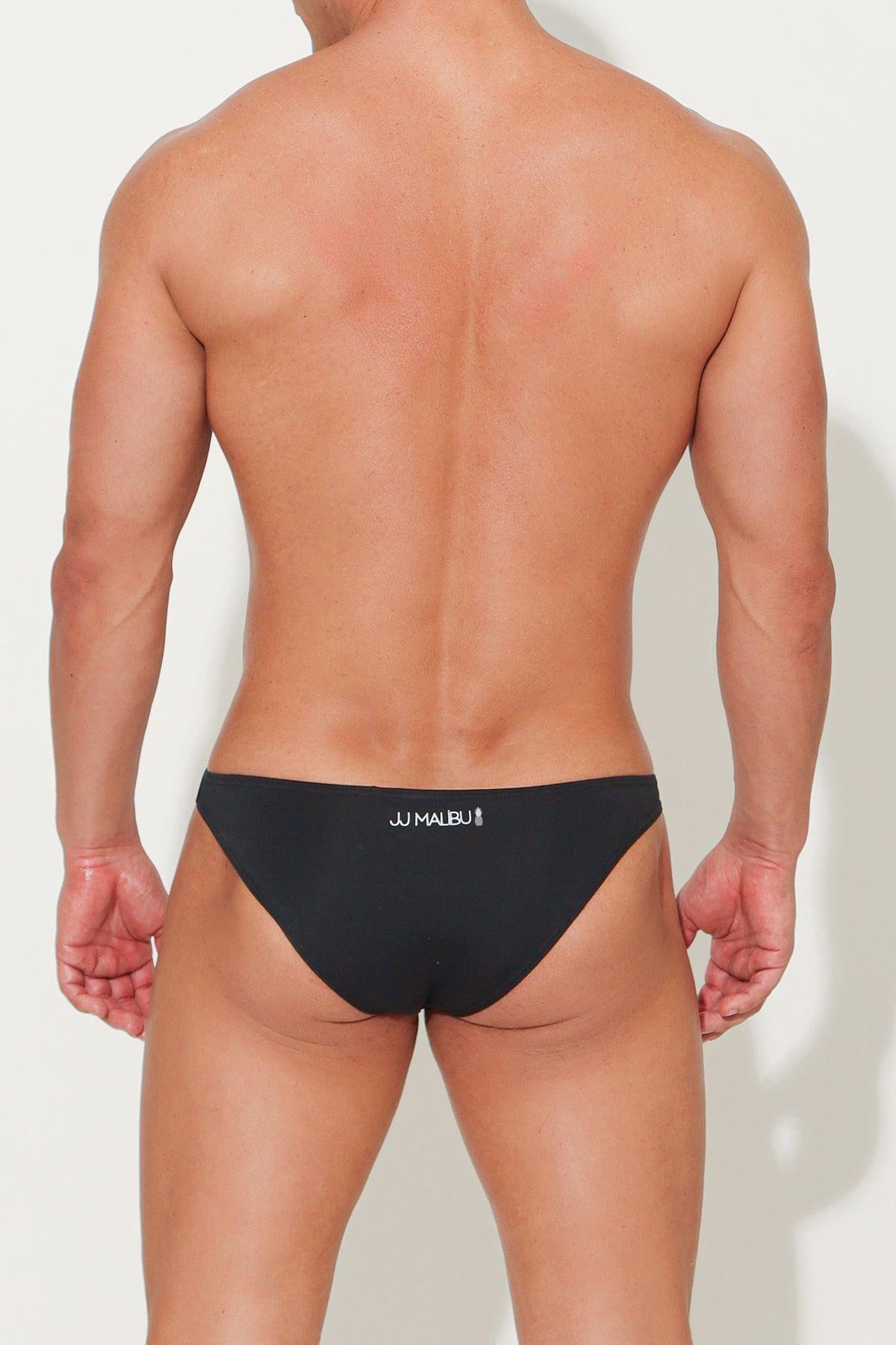 JJ Malibu Renaissance Low-Cut Swim Bikini Briefs for Men - Black - DealByEthan.gay loves JJ Malibu