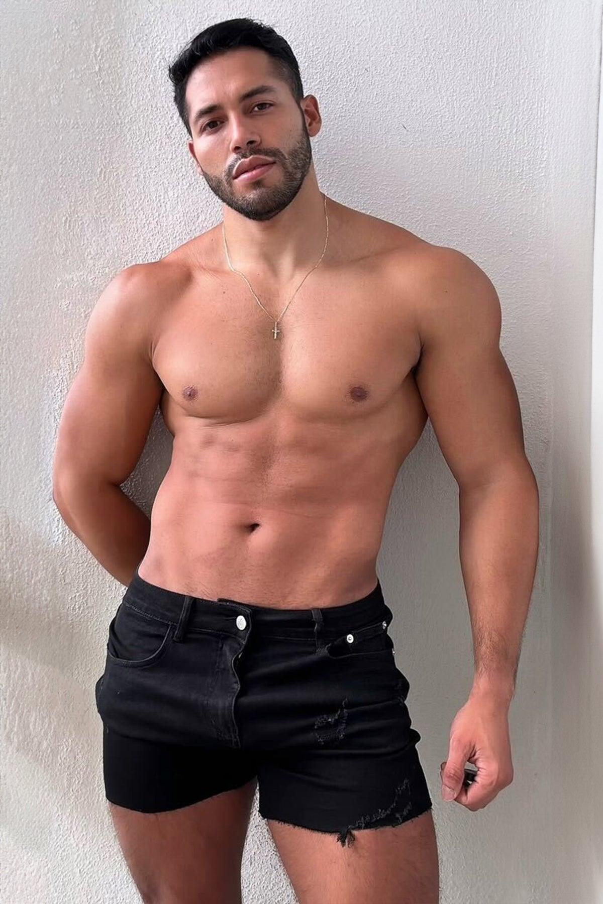 JJ Malibu Rockstar Raw Cut 2.5" Denim Short Shorts - Black - DealByEthan.gay loves JJ Malibu